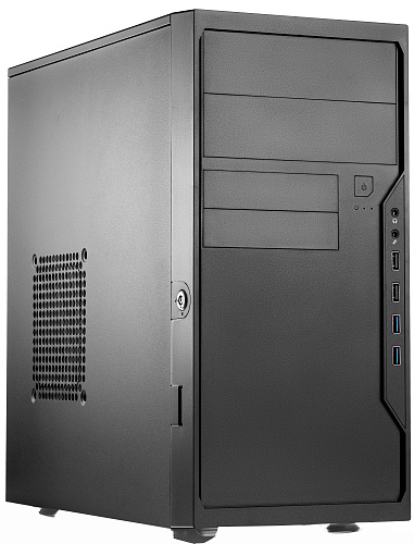 Корпус с блоком питания 450Вт./ Case Foxline FL-733R-FZ450R-U32-NRP mATX case, black, w/PSU 450W 12cm, w/2xUSB2.0, w/2xUSB3.0, w/P-lock, w/E-lock