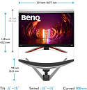 Монитор Benq 27" Mobiuz EX2710R темно-серый VA LED 1ms 16:9 HDMI M/M HAS Piv 300cd 178гр/178гр 2560x1440 165Hz FreeSync Premium Pro DP 2K USB 7.1кг