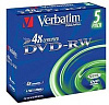 Диск DVD-RW Verbatim 4.7Gb 4x Jewel case (1шт) (43285)
