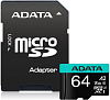 Карта памяти MICRO SDXC 64GB W/ADAP. AUSDX64GUII3CL10-CA1 ADATA