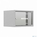 NTSS Шкаф настенный телекоммуникационный NTSS LIME 6U 550х450х370мм, 2 профиля 19, дверь стеклянная, боковые стенки несъемные, разобранный, серый RAL