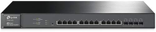 Коммутатор TP-Link JetStream™ 16-port 10G Smart Switch, 12 10GBase-T ports, 4 10G SFP+ Slots. 1U 19-inch rack-mountable steel case