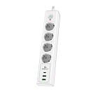 Cablexpert Сетевой фильтр Exnovo EXN-4-CU2-W-2 (4р, 16А, 1xType-C PD, 30Вт, 2 х USB, 2м, ур.защиты 4+) белый, коробка