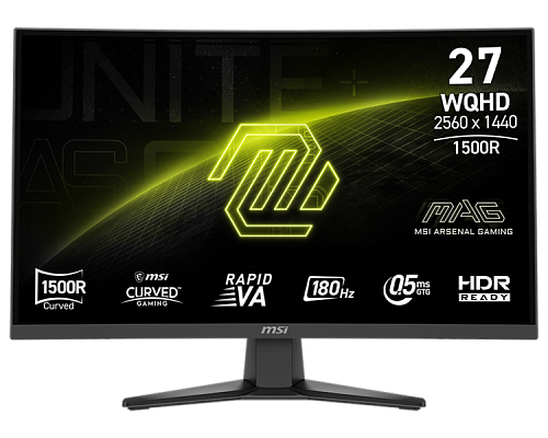 Монитор MSI MAG 275CQF E18 27" 16:9 WQHD(2560x1440) Rapid VA Curve 1500R, 0,5ms(GTG), 5000:1,100M:1,250nits,178/178, 2xHDMI 2.0b, 1xDP 1.4a, Tilt,VESA