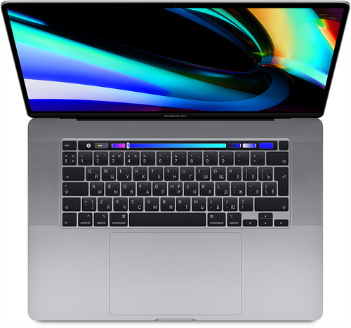 Apple 16-inch MacBook Pro, T-Bar: 2.4GHz 8-core Intel Core i9, TB up to 5.0GHz, 64GB, 2TB SSD, AMD Radeon Pro 5600M - 8GB, Space Grey (mod. Z0XZ007FQ;