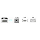 ORIENT Кабель-адаптер C029, USB3.1 Type-C (DisplayPort Alt mode) -> HDMI+VGA+Audio, 4K@30Hz/ 1080p@60Hz, 0.15 метра, серебристый (31063)