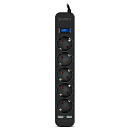 SVEN Фильтр SF-05LU 3.0 м (5 евро розеток,2*USB(2,4А)) , черный, цветная коробка [SV-018849]