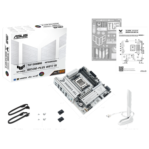 Материнская плата ASUS TUF GAMING B850M-PLUS WIFI7 W AM5 mATX 4xDDR5 PCIEx16 PCIEx1 3xM.2 USB-C DP HDMI 2.5GLAN WiFi 7