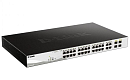 Коммутатор D-Link Управляемый L2 PoE-коммутатор, 24x1000Base-T PoE, 4xCombo 1000Base-T/SFP, PoE-бюджет 193 Вт, защита от статического электричества до