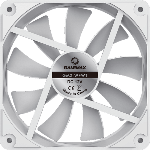 Кулер для корпуса ПК/ Gamemax GMX-WFBK-Full White, 12CM white fan, white blade, 3pin+4Pin connector