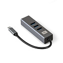 Кабель Exegate EX293987RUS USB-Хаб (концентратор) DUB-4TC (кабель-адаптер USB Type C --> 4xUSB3.0, Plug&Play, серебристый)