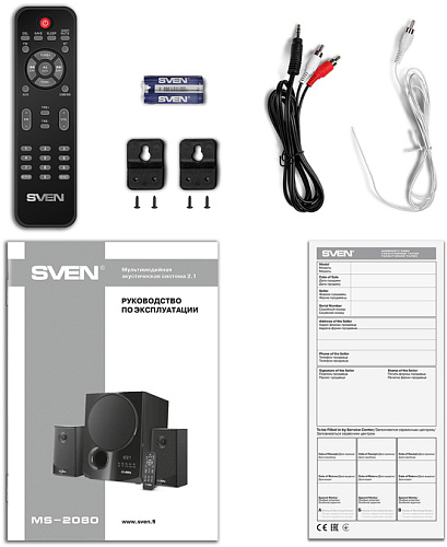 SVEN MS-2080, черный (70 Вт, Bluetooth, пульт, дисплей, FM, USB, SD)