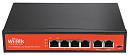 Коммутатор Wi-Tek Неуправляемый 4 PoE порта 100Base-TX + 2 100Base-TXPoE IEEE 802.3at/af до 30Вт на портрежим передачи PoE на 250мрежим VLAN на основе