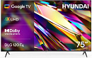 Телевизор LED Hyundai 75" H-LED75BU7011 Google TV Frameless черный 4K Ultra HD 60Hz DVB-T DVB-T2 DVB-C DVB-S DVB-S2 USB WiFi Smart TV