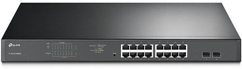 Коммутатор TP-Link Коммутатор/ 18-port Gigabit PoE Smart switch, 16 RJ45 PoE ports 10/100/1000Mbps, 2 Gb combo SFP slots, PoE budget 250W