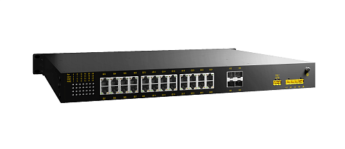 Коммутатор 2 уровня с 4 слотами 1000Base-X SFP , 24 портами 10/100/1000Base-T(X) PoE (разъем RJ45), два входа питания 220 В перем.