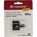 Micro SecureDigital 64GB Transcend Ultra Perfomrance microSDXC Class 10 UHS-I U3, V30, A2, (SD адаптер), TLC