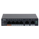Коммутатор Dahua DH-CS4006-4ET-60 4-портовый PoE с функцией облачного управления, 4xRJ45 100Mb, 2xRJ45 100Mb uplink, суммарно 60Вт, коммутация 4.8 Гби