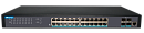 Управляемый промышленный Full Gigabit Ethernet коммутатор 2 уровня, 24 x 1G RJ45 PoE, 4 x 1G SFP, общий PoE бюджет 370W, питание 100~240VAC, монтаж в