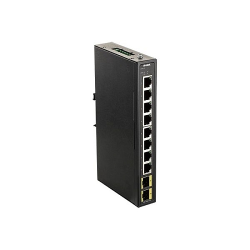 Коммутатор D-Link SMB D-Link DIS-100G-10S/A2A Промышленный неуправляемый с 8 портами 10/100/1000Base-T и 2 портами 1000Base-X SFP