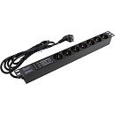 Exegate EX280839RUS Блок розеток ExeGate ServerPro PDU-19H704 Al-7S-EU2.5-SPD3, 19",1U,алюм, 7Sch, евровилка, 2.5м, SPD3