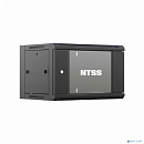 NTSS Шкаф настенный телекоммуникационный NTSS W 9U 600х450х500мм, 2 профиля 19, дверь стеклянная, боковые стенки съемные, задняя стенка, разобранный,