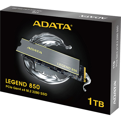 Твердотельный накопитель/ ADATA SSD LEGEND 850, 1TB, M.2(22x80mm), NVMe 1.4, PCIe 4.0 x4, 3D NAND, R/W 5000/4500MB/s, IOPs 400 000/550 000, TBW 1000,