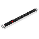 Блок розеток Rem-16 с выкл., 7 Schuko, вход IEC 60320 C20, 16 A, алюм., 19"