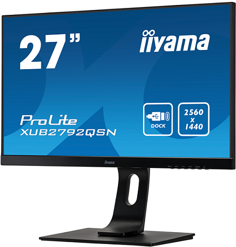 27" Iiyama ProLite XUB2792QSN-B1 2560x1440@75Гц IPS LED 16:9 4ms HDMI DP 2*USB3.0 USB-C dock RJ45 80M:1 3000:1 178/178 350cd HAS Pivot Tilt Swivel Spe