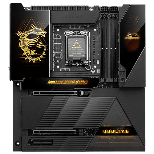 Материнская плата MSI MEG Z890 GODLIKE Z890, LGA1851, 4*DDR5, 2*PCIEx16, 1*PCIEx4, 8*M.2, 7*TypeC, 8*USB3.2Gen2, 4*USB3.2Gen1, 4*USB2.0, 4*SATA3.0, 10