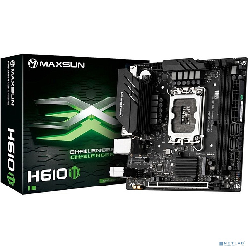 MAXSUN MS-Challenger H610ITX 2LAN (Socket 1700, mini-IT, 2*DDR4, 2*HDMI/DP, 4*SATA3, 2*M.2, 1xPCI-E x16, 3*USB 2.0, 2*USB 3.2 Gen1, LAN 2*2.5G, RTL)