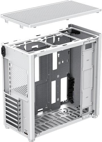 Компьютерный корпус mATX/ Gamemax Spark Full White mATX case, white, PSU, w/1xUSB3.0+1xType-C, 1xCombo Audio