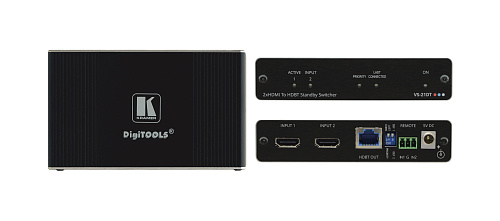Коммутатор Kramer Electronics VS-21DT 2х1 HDMI с автоматическим переключением; коммутация по наличию сигнала, поддержка 4K60 4:2:0, выход HDBaseT
