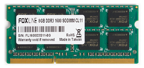 Память оперативная/ Foxline SODIMM 8GB 1600 DDR3 CL11 (512*8)