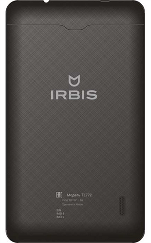 IRBIS TZ772, 7" (1024x600), MTK8735 4x1,3Ghz (QuadCore), 1024MB, 8GB, cam 0.3MPx, Wi-Fi, LTE+3G (2xSimCard), Bluetooth, GPS, microUSB, MicroSD, jack 3