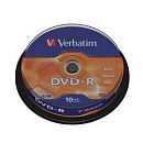 Verbatim Диски DVD-R 4.7Gb 16х, 10 шт, Cake Box (43523)