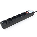 PowerCube Фильтр 1,9 м 5 розеток 10А/2,2кВт (SPG-B-6-BLACK(ОТКР) / 11767), черный графит