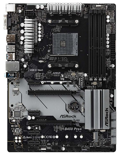 Материнская плата Asrock B450M PRO4 Soc-AM4 AMD B450 4xDDR4 mATX AC`97 8ch(7.1) GbLAN RAID+VGA+DVI+HDMI