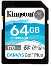 Kingston Secure Digital Flash Card 64GB SDXC Canvas Go Plus 170R C10 UHS-I U3 V30