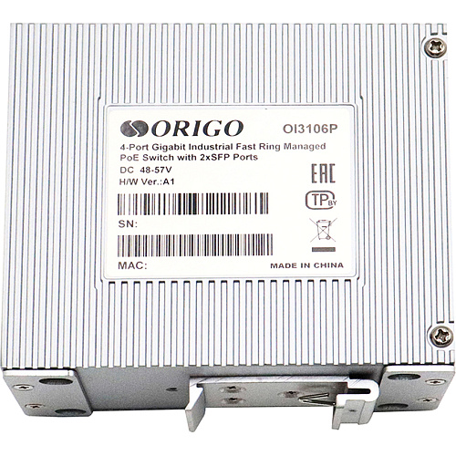 Коммутатор ORIGO Коммутатор/ Managed L2 Industrial Fast Ring Switch 4x1000Base-T PoE, 2x1000Base-X SFP, PoE Budget 60W, Surge 4KV, -40 to 75°C