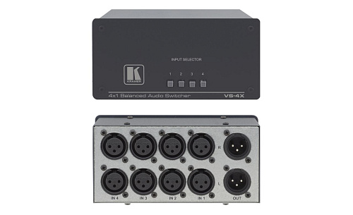Коммутатор Kramer Electronics [VS-4X] 4х1 симметричных звуковых стереосигналов (разъемы XLR), 100 кГц