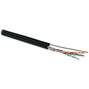 Hyperline UUTP4-C5E-S24-2SW-OUT-PE-BK-500 (500 м) Кабель витая пара U/­UTP, кат.5e, 4 пары (24 AWG), одножильный (solid), с усил. металл.тросом (1.95