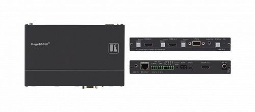 Передатчик Kramer Electronics DIP-31 HDMI / VGA, стерео аудио, двунаправленного RS-232 и Ethernet по HDMI с кнопкой управления коммутатором Step-In; л