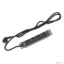 Cabeus PDU-4P-2EU Блок евророзеток для 10" шкафов, горизонтальный, 4 розетки, 16 A, без выключателя, алюминиевый корпус, шнур 2 м, вилка немецкий стан