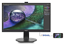 27" Philips 272P7VPTKEB 4K 3840x2160 IPS W-LED 16:9 5ms VGA HDMI-MHL miniDP DP 3*USB3.0 20M:1 178/178 350cd Webcam HAS Pivot Tilt Swivel Speakers Blac