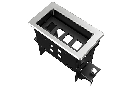 [WRTS-04BOX-S] Прямоугольный металлический корпус Wize Pro [WRTS-04BOX-S] для модульной системы врезного лючка в стол с убирающейся крышкой для устано