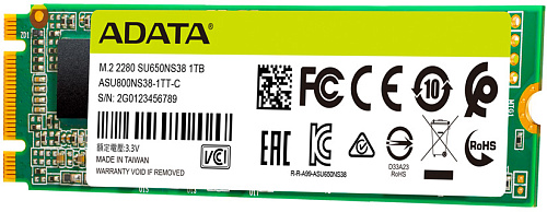 Твердотельный накопитель/ ADATA SSD Ultimate SU650, 240GB, M.2(22x80mm), SATA3, 3D TLC, R/W 550/500MB/s, IOPs 80 000/60 000, TBW 140, DWPD 0.5 (3