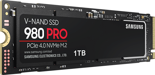 Твердотельные накопители/ Samsung SSD 980 PRO, 1000GB, M.2(22x80mm), NVMe 1.3c, PCIe 4.0 x4, 3-bit MLC, R/W 7000/5000MB/s, IOPs 1 000 000/1 000 000,