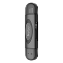 Кардридер  Netac card reader WK14, USB3.0+Type-C to mSD/SD, Black (repl. NT09WK14-30BK) (незначительное повреждение коробки)