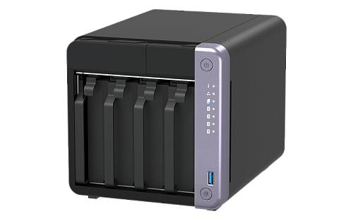 система хранения данных QNAP SMB QC 2GhzCPU/4Gb/upto 4HDD, up to 20 with TL-D1600S/SATA(3,5" 2,5")/ 2xUSB3.2/1xHDMI/1xExp.slot/2x2,5Gb 2x10Gb(SFP+)/iS